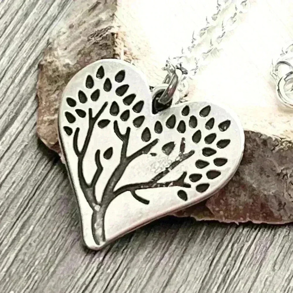 Tree of life heart necklace bohemian jewelry silver tone - Picture 1 of 9